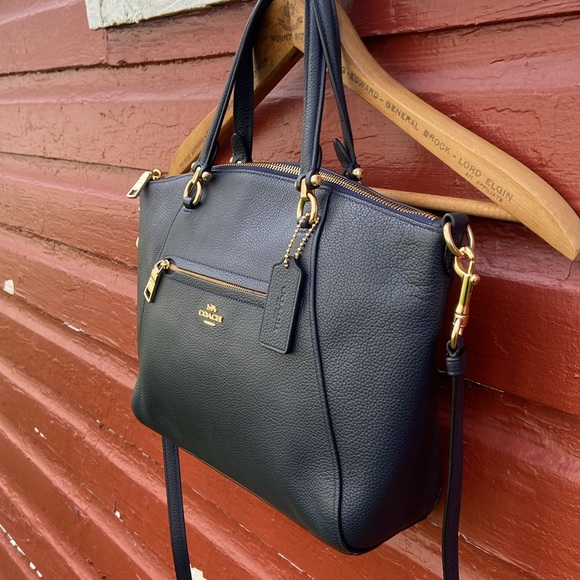 NWOT Coach Prairie Satchel Navy Midnight Leather Crossbody Handbag Purse - Picture 3 of 16